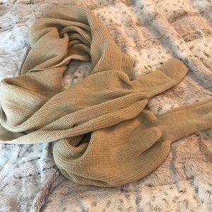 Sweater scarf sleeves OS tan knit multi wear NEW